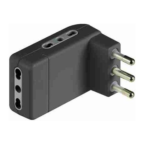 BTIS3606GE Adattatore Corner salvaspazio antracite - 3 prese bipasso 10/16A e spina 16A