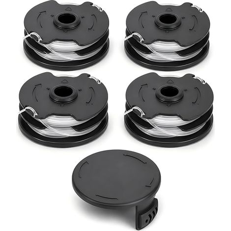 Paquete de 4 carretes de hilo para desbrozadora Parkside + 1 cubierta protectora, piezas de repuesto compatibles con PRT 550 A1/B2/C3 20-Li C3, hilo de 1,6 mm de diámetro, 8,3 m de longitud para desbr (1/5)