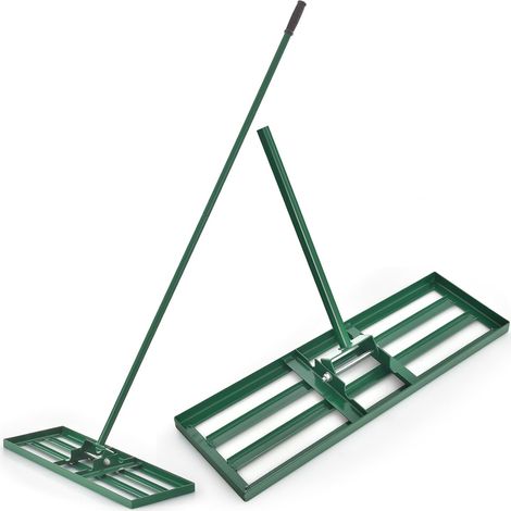 COSTWAY Rastrillo para Nivelar el Césped, Rasqueta de Césped de Nivelación con Mango Ergonómico para Suelo, Rastrillo de Paisajismo para Jardín, Patio, Campo de Golf (91 cm x 25 cm)