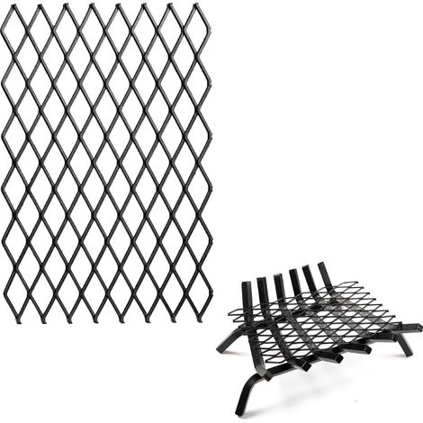 Grille de retenue pour grille de cheminée en acier, grille de retenue en métal pour foyers, camping, noir (24,9 x 40,9 cm) (1/5)