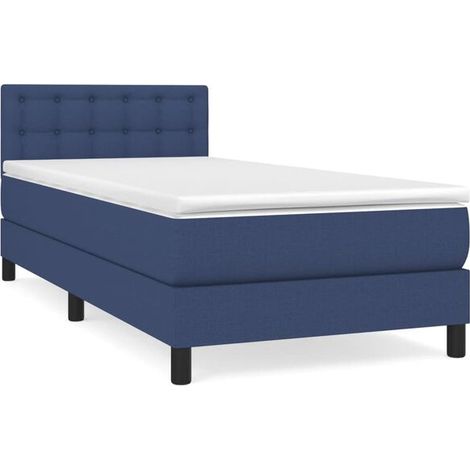 Cadre de lit en tissu, matelas inclus, bleu, 80 x 200 cm (1/5)