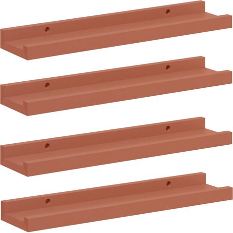 Scaffale da parete 4 pcs Rosso 40 x 9 x 3 cm Legno multistrato vidaXL