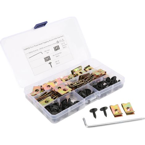 Kit 101 pièces U-Clips Écrous Vis Autoforeuses M5x16mm Acier Manganèse pour Garde-Boue Voiture (1/5)