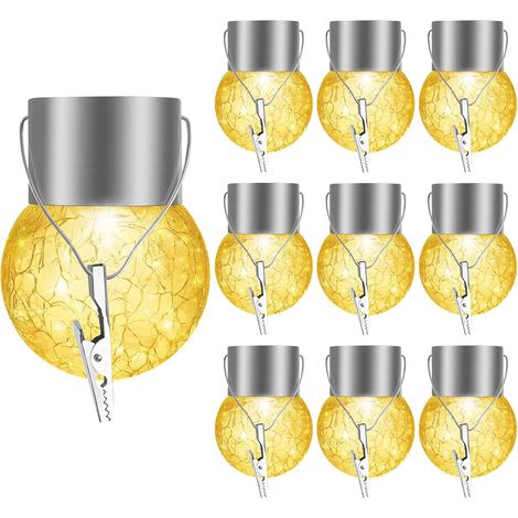 Guirlande Lumineuse Solaire, 10 pcs Lampes Solaires Extérieur, Étanche Lumineuse Exterieure Lampe Décoration, Blanc Chaud (Warm10) (1/5)