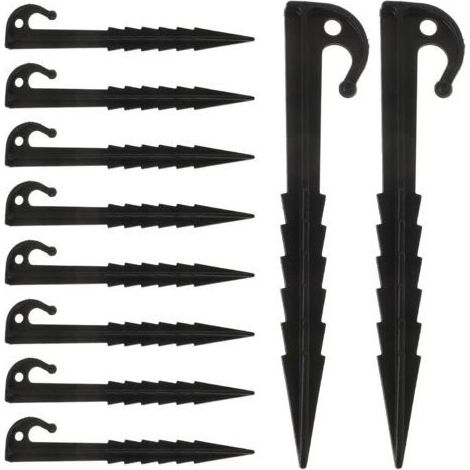 Lot de 10 piquets de tente en plastique, fixations résistantes au vent, adaptés aux tentes et aux abris de camping, piquets d'extérieur polyvalents, adaptés à la randonnée et aux activités de (1/5)