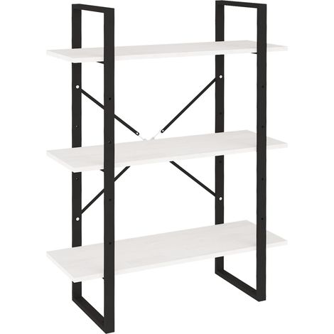 vidaXL Libreria a 3 Ripiani Bianca 80x30x105 cm in Massello di (1/5)