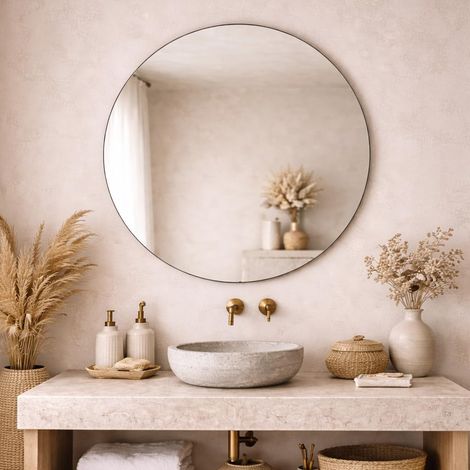 Miroir de Salle de Bain Rond de 80 cm de diamètre (1/5)
