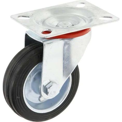 Cyclingcolors – Roue pivotante 75mm – Capacité 50kg – Pneu caoutchouc 75/25-45 – Jante acier pour chariot meuble et servante