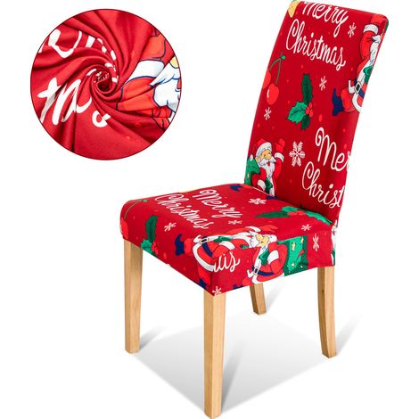 Randaco Coprisedia di Natale, set di 12 coprisedia di Natale, coprisedia elasticizzato rimovibile e lavabile per sedie da pranzo, sedia elasticizzata con elastico per sale da pranzo (1/5)