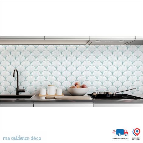 Crédence : Rosace art déco - Couleur Bleu turquoise - Alu composite - 60 - 120 (1/3)