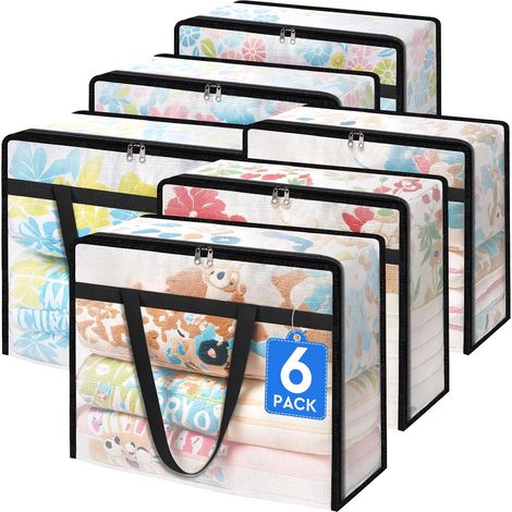 Sac De Rangement Transparent - 40 L - Avec Fermeture Éclair Et Poignées Renforcées - Pour Couettes Literie Vêtements - Organisation De Placard Et Stockage Sous Lit - Lot De 6 (1/5)