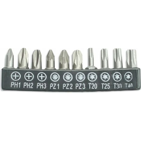 Set di punte per cacciavite, punte da 25 mm, 10 pezzi