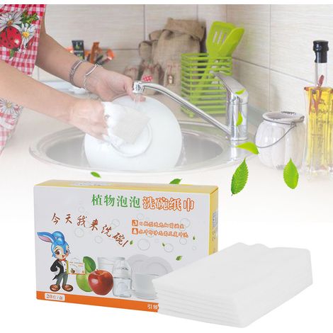 Lingettes nettoyantes antiadhésives pour le ménage, absorbantes, essuie-vaisselle à bulles végétales (1/5)
