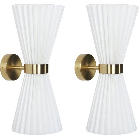 Wandlampe 2er Set TELANG Baumwolle Weiß