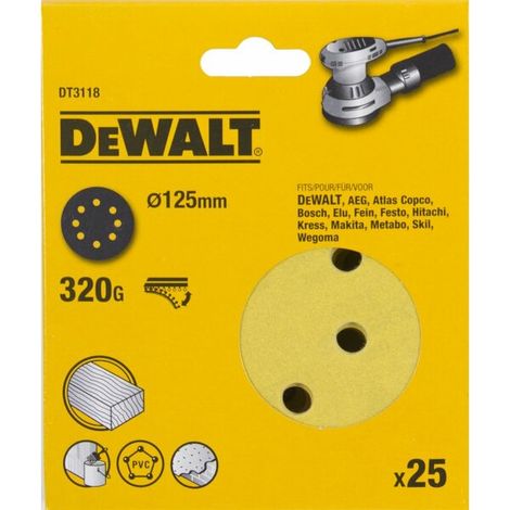 Disque à poncer DeWALT DT3118-QZ DT31, 320, Ø 125mm, par 25 ( Prix pour Paquet de 25 )