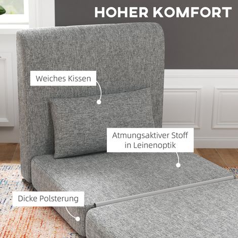 Fauteuil convertible avec matelas supplémentaire, pliable en 3 positions, gain de place, armature en métal, 80 x 75 x 74 cm, gris (1/4)