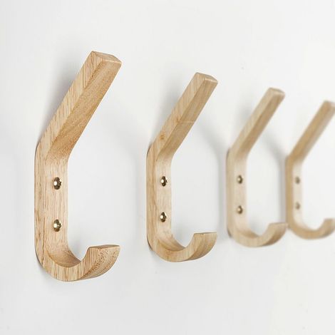 Patere en Bois, 4 Pièce J Façonner Pateres, Crochets à Serviettes Muraux AméLioréS, ChêNe de Qualité A, Surface Polie à la Main, Convient pour la Cuisine et la Chambre (1/3)