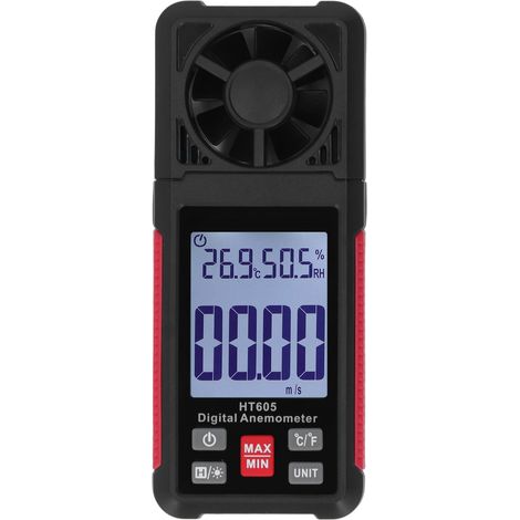 Anémomètre numérique précis à 5 pales, faible résistance, mesure rapide du débit d'air et de la vitesse du vent, écran rétroéclairé (1/5)