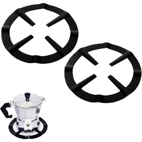 2 Pièce Moka Pot Cuisinière Support Pot Réducteur Anneau Stand Cafetière étagère accessoires Réducteur de Brûleur Support anneau fixation pour cafetière à expresso four et cuisine (Noir) (1/5)