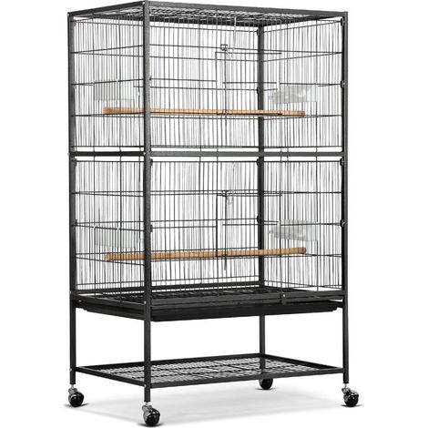 Homevive Jaulas para Pajaros/Pajarera Grande-con Soporte de Ruedas--para Mascota-52x79x131cm-Negro (1/5)