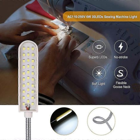 Lampe LED 6 W pour machine à coudre, base fixe, tube flexible en col de cygne, idéale pour les tâches ménagères (1 pièce) (1/4)