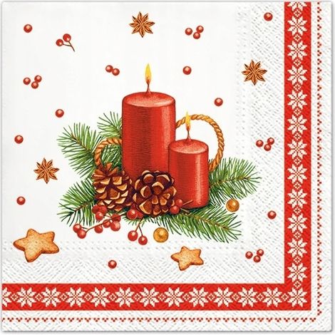 Serviettes de Noël BOUGIES Décoration de Noël Bougie 33x33cm 20 pièces.