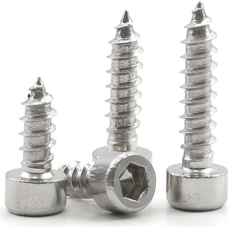 10/30 pièces M4 M5 M6 Longueur 8-40 mm Vis à tôle en acier inoxydable tête hexagonale creuse