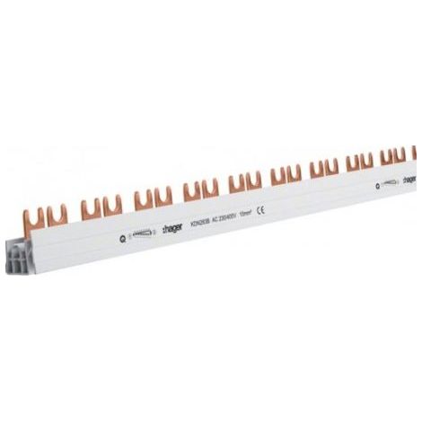 Barre de pontage 2P 63A fourche 10mm² 57M longueur 1000mm HAGER KDN263B