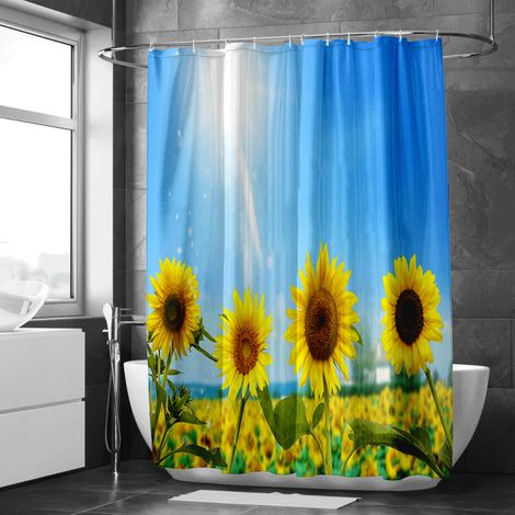 Rideau de douche nature de plage sauvage, motifs exotiques, tissu doux - 90x180cm (1/5)