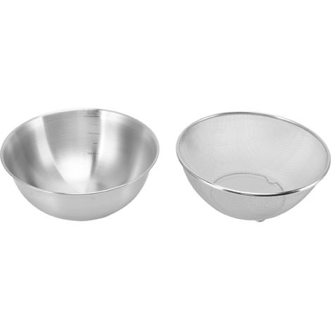 Passoire Inox 24 cm Égouttoir Alimentaire Filtre Fin pour Salade Cuisine, Bol + Tamis Acier Inoxydable (1/5)