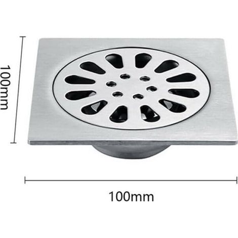 Desagüe de piso con tapa extraíble, 100Rejilla de desagüe cuadrada de acero inoxidable de 100 mm para lavabo y ducha, rejilla de desagüe para inodoro de baño - 4