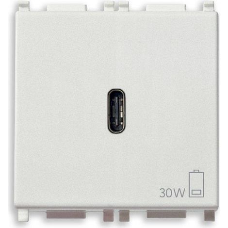 Alimentatore USB Tipo C a ricarica rapida 30W 2 moduli Bianco Vimar 14298 (1/3)