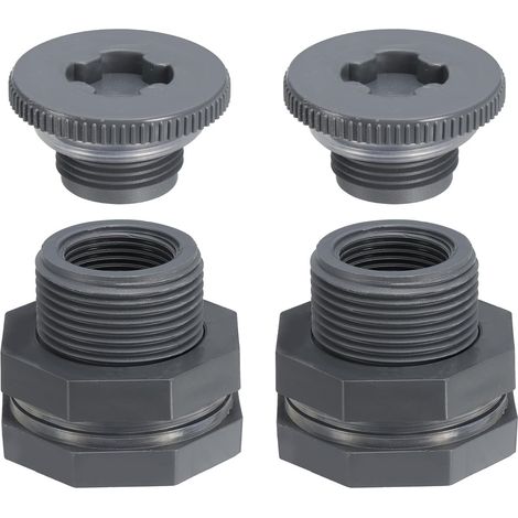 2Pcs Raccord de Passage en PVC avec Bouchon NPT 3/4" Gris (1/5)