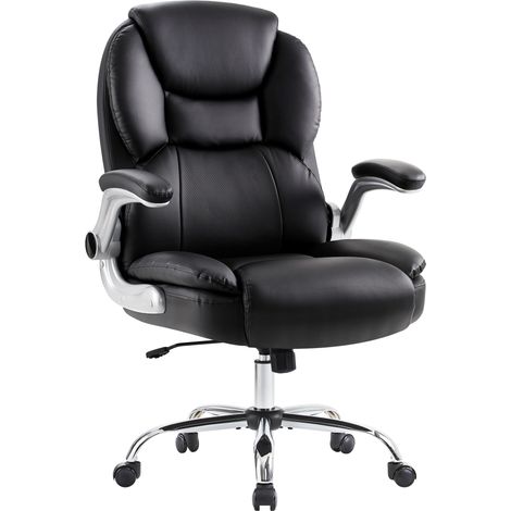 IWMH Ergonomic Office Chair, Executive Chair with Wide Padded Seat, Height-Adjustable Swivel Chair - PU Leather - Brown (1/5)