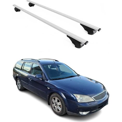 OMAC Barres de toit pour Ford Mondeo II Break 2001-2007 – TÜV / DIN 75302:2019 – Antivol inclus – Charge max 75 kg – 2 barres Argent (1/4)