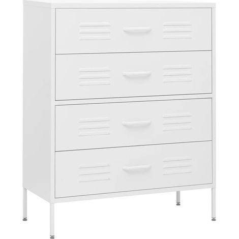 Maison Exclusive - Cassettiera Bianca 80x35x101,5 cm in Acciaio
