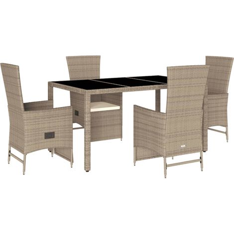 Maison Exclusive - 5-tlg. Garten-Essgruppe mit Kissen Beige Poly