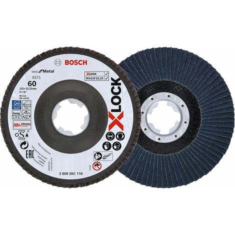 Bosch Professional 260925C116 2 x Disco Lamellare X-LOCK, dimensioni Grana K40, Angolato, Accessorio per Smerigliatrice Angolare, Ø 125 mm