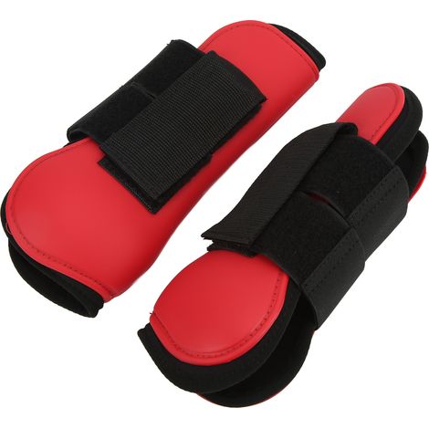 Guêtres de sport pour chevaux, coque en PU, guêtres antérieures avec coussinet élastique pour l'entraînement au saut d'obstacles, rouge, taille XL (1/5)