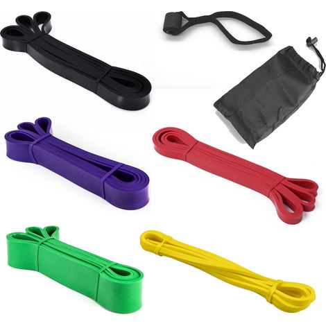 Lot de bandes de résistance portables et flexibles, aides aux tractions pour l'entraînement, étirements corporels et haltérophilie (1/5)
