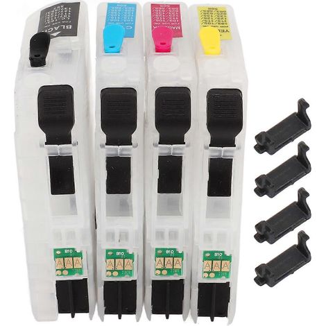 Cartouches d'encre rechargeables compatibles avec puce permanente, 4 couleurs, pour imprimantes jet d'encre LC663