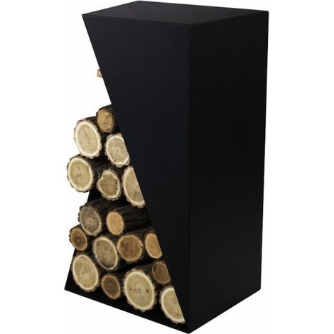 Range bûches rectangulaire JEY en acier noir 45x30x80 cm (1/5)