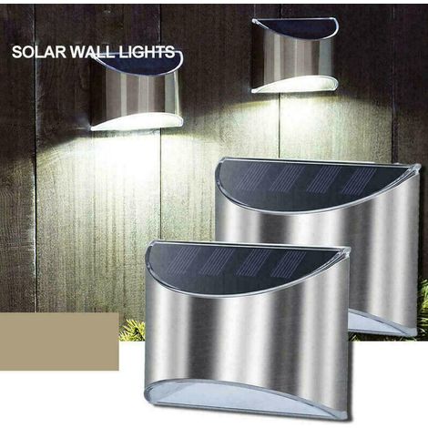 Lot de 2-Lanterne murale solaire étanche avec détecteur de mouvement – Éclairage pour escalier, terrasse et clôture – Blanc chaud