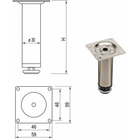 4 gambe per mobili regolabili ±13 mm, base rotonda Ø30 mm, acciaio con finitura cromata lucida, avvitabili, per supporti TV, divani, credenze, armadi, tavoli, letti, scrivanie, progetti fai da te, 100