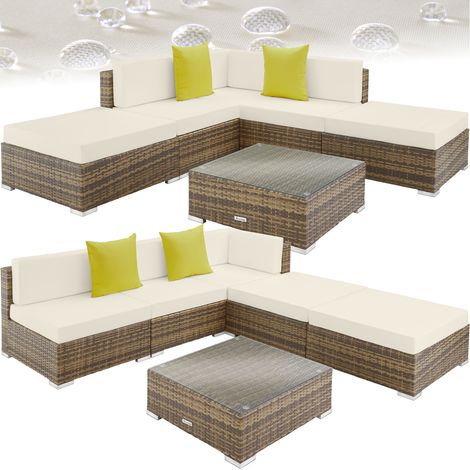 Canapé de jardin en résine tressée cadre aluminium marron naturel