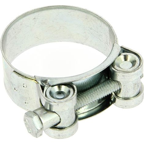 Collier serre-câble renforcé à tourillons Ø40 à 43mm – Acier zingué bichromaté – Norme DIN 3017 – Pour assemblage tuyaux épais