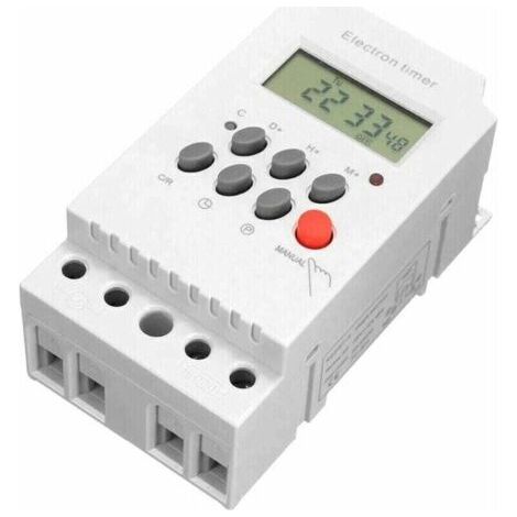 BUNTHAUS Minuterie numérique programmable 220 V CA, 25 A avec commande électronique sur rail DIN et horloge à affichage LCD, blanche. (1/4)
