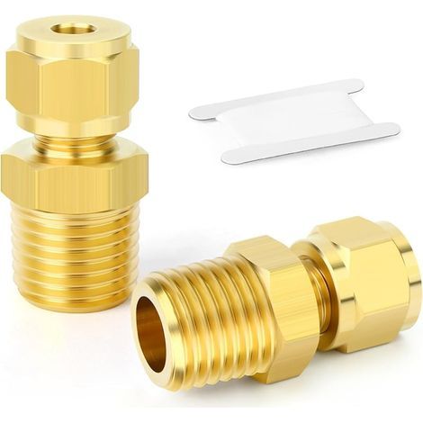 2 pièces de raccords de tuyaux à compression en laiton, diamètre extérieur du tuyau 4 mm x connecteur mâle 1/4" BSP (1/4)