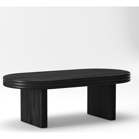 ELVMI Ovaler Couchtisch aus MDF mit Holzoptik Tischplatte, fur Wohnzimmer und Arbeitszimmer, 120 × 60 × 41.5 cm, Schwarz (1/5)