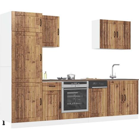 Mueble cocina Lucca madera vieja 7 pzas madera contrachapada